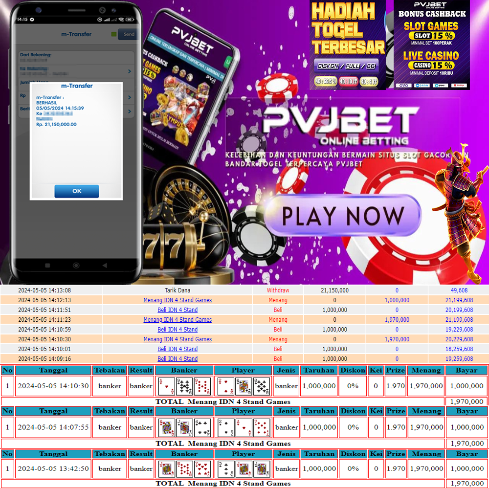 JACKPOT PERMAINAN LIVE CASINO ONLINE “IDN 4 STAND” 21JTAN